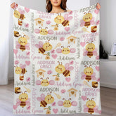Personalized Name Baby Blanket Bumble Honey Bee